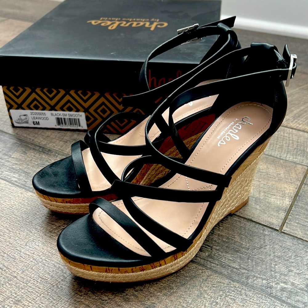 Charles David Black Wedge Sandal.
